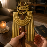 A Holy Testimony: Handcrafted Beechwood Crown of Thorns and Resurrection Shawl Cross