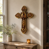 Hand-Carved Beechwood Our Lady of Guadalupe Wall Cross – Catholic Christian Home Décor