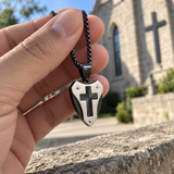Titanium Steel Shield of Faith Cross Pendant | Protective Christian Jewelry