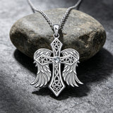 Celtic Knot Winged Cross Necklace – Faith, Protection & Angelic Grace