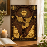Archangel Michael Square Wooden Icon Religious Gifts - Best Wood Carving Wall Decor