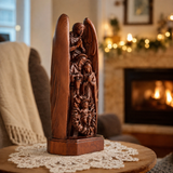 Hand-Carved Solid Beechwood Nativity Scene Sculpture – Holy Family Christian Decor
