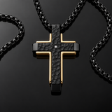 Hammered Two-Tone Stainless Steel Cross Necklace – Strength, Faith & Rugged Elegance