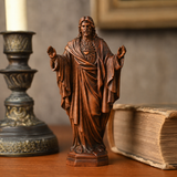 Hand Carved Sacred Heart of Jesus Virgin Mary Wooden Tabletop Ornament