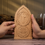 Hand-Carved Beechwood St. Benedict Medal Desktop Ornament
