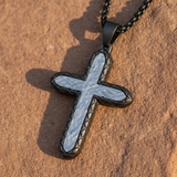 Textured Two-Tone Cross Necklace – Faith, Resilience & Rugged Elegance