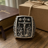 S925K Silver Handcrafted Jesus Crucifixion Scene Ring
