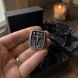 S925K Silver Handcrafted Jesus Crucifixion Scene Ring