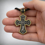 Holy Family of Mary Sacred Heart of Jesus IHS Double-Sided S925 Sterling Silver Cross