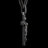 Jesus Crucifixion S925K Silver Crucifix Pendant- with 5mm Titanium Cuban Chain