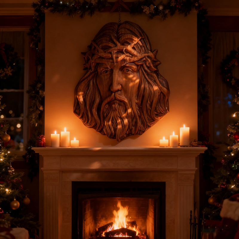 Handcrafted Beechwood Jesus Thorn Crown Wall Hanging — A Sacred Reminder of His Everlasting Love