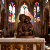 Holy Family Round Wooden Tabletop Ornament