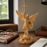 St. Michael the Archangel - Hand Carved Boxwood Sculpture - Spiritual Guardian for Prayer Spaces