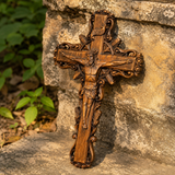 Hand-Carved White Ash Wood Cross - Sacred Christian Home Altar Decor for Christmas & Spiritual Gifting