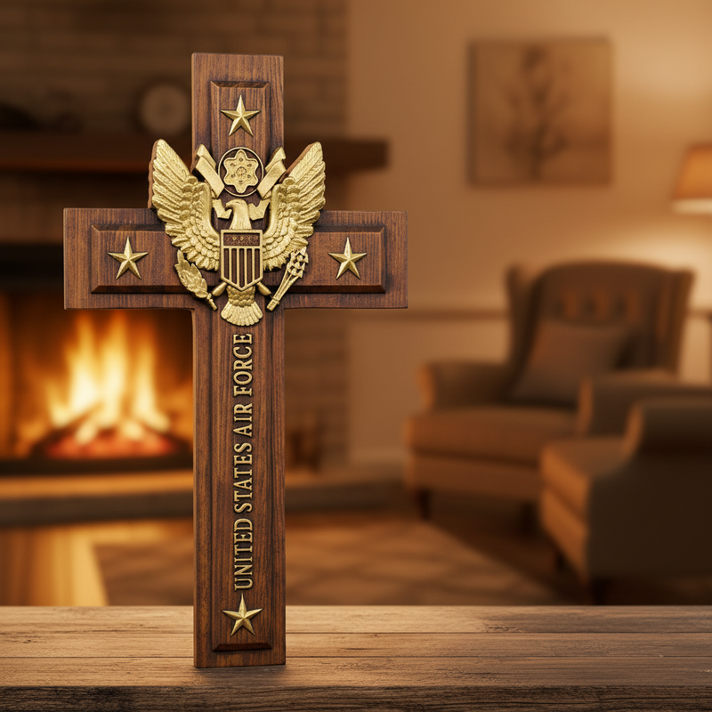 Hands holding cross