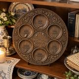 Jerusalem Passover Seder Plate – Hand-Carved Beechwood Judaica for Pesach