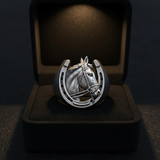 Lucky Horseshoe Horse Head Ring