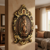 A Handcrafted Sanctuary: Our Lady of Guadalupe Wood Carving for Christian home decor and prayer spaces