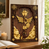Archangel Michael Square Wooden Icon Religious Gifts - Best Wood Carving Wall Decor
