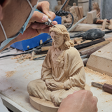 Hand-Carved Beechwood Sacred Heart of Jesus Prayer Statue