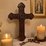 Lamb of God Wood Carving Cross Wall Decor - Paschal lamb