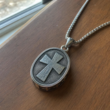 Two‑Tone Titanium Steel Jesus Portrait Oval Medal Necklace