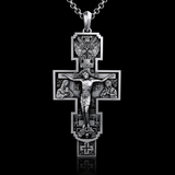 S925 Silver Orthodox Crucifixion Necklace – Detailed Christian Cross Pendant with 24-Inch Chain