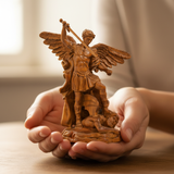 Boxwood Archangel Michael Carving: A Christmas Gift of Divine Protection