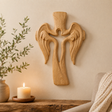 Ascension of Jesus Angel Wing Cross – Hand-Carved Beechwood Wall Decor