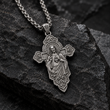 Keep His Sacred Heart Close to Yours – S925 Sterling Silver Jesus Cross Necklace