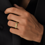 Hand-Set Emerald CZ Spinner Ring – Luxury Rotatable Stainless Steel Band - gift presentation