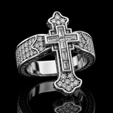Christian Cross Statement Ring with 5A+ Cubic Zirconia – Silver & 14K Gold Plated - craftsmanship detail