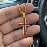 Christian Cross Necklace – Solid Rosewood & Titanium Steel Faith Pendant