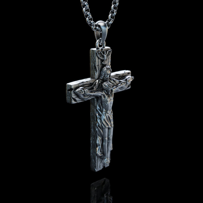 New Titanium/S925K Silver Trinity Cross Necklace