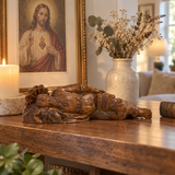 Hand-Carved Sleeping Saint Joseph Wooden Statue – Catholic Religious Home Decor, Prayer & Faith Gift
