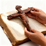 Sacred Art Crucifix: Devotionally Hand-Carved Solid Wood Cross, A Testament of Divine Love & Sacrifice