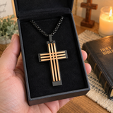 Modern Interwoven Stripe Cross Necklace – Bold Faith, Urban Style