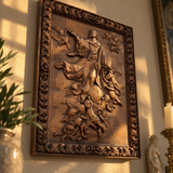 Assumption of Mary Hand-Carved Wood Wall Art: A Tribute to Heavenly Glory