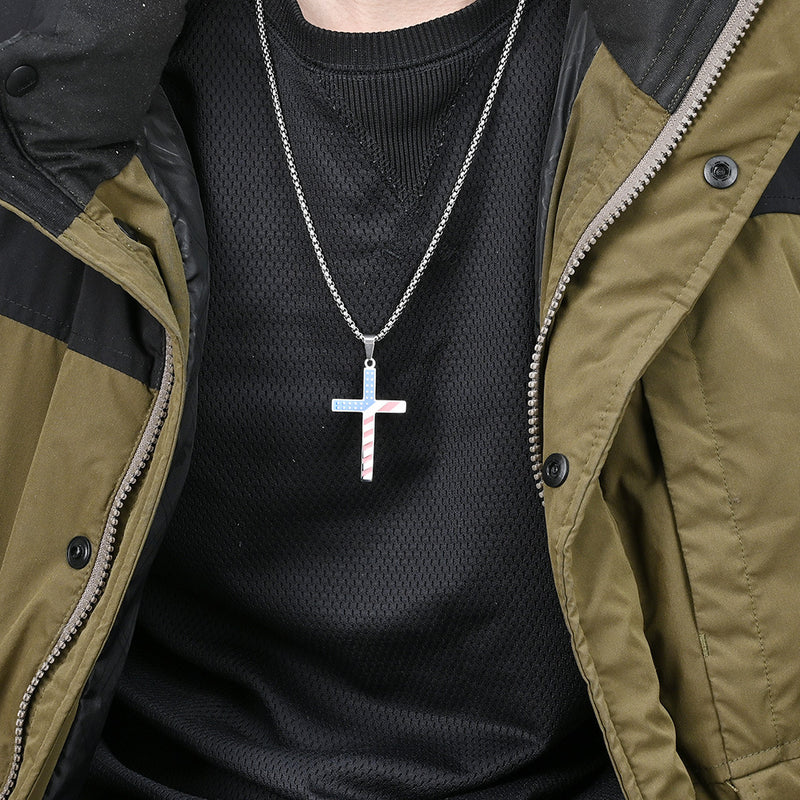 American Flag Cross Necklace