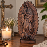 Our Lady of Guadalupe Hand-Carved Solid Beechwood Statue – Catholic Prayer & Home Blessing Decor
