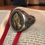 925K Sterling Silver Praying Hands Ring - Christian Symbol of Faith and Devotion