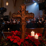 Hand-Carved White Ash Wood Cross - Sacred Christian Home Altar Decor for Christmas & Spiritual Gifting