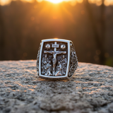 S925K Silver Handcrafted Jesus Crucifixion Scene Ring