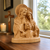 Hand-carved beechwood statue of the Holy Family – Jesus, Mary and Joseph