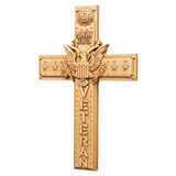 Hand-Carved Beechwood Veteran Cross Wall Plaque | USA Eagle | Proudly Served | Military Gift