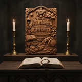 "I Can Do All Things" Wood Carving - Sacred Heart & Empty Tomb Scripture Decor - A Gift of Strength & Faith