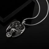 PURE TIN Drachen eingekreist Kreuz Silber Christian Männer Halskette