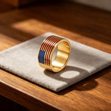 Patriotic American Flag Enamel Titanium Steel Ring
