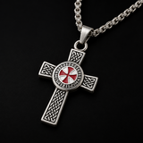 Knights Templar Celtic Knot Cross Necklace for Men, Red Enamel Templar Symbol Stainless Steel Pendant Product Parameters