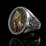 925K Sterling Silver Praying Hands Ring - Christian Symbol of Faith and Devotion